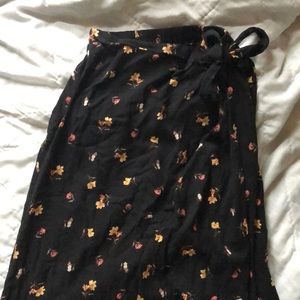 Black Floral MIDI wrap skirt